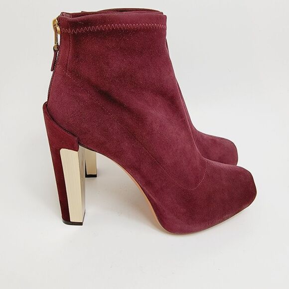Brian Atwood Edeline Platform Suede Stretch Burgundy Ankle Boots 11 US 42.5 - Picture 3 of 14